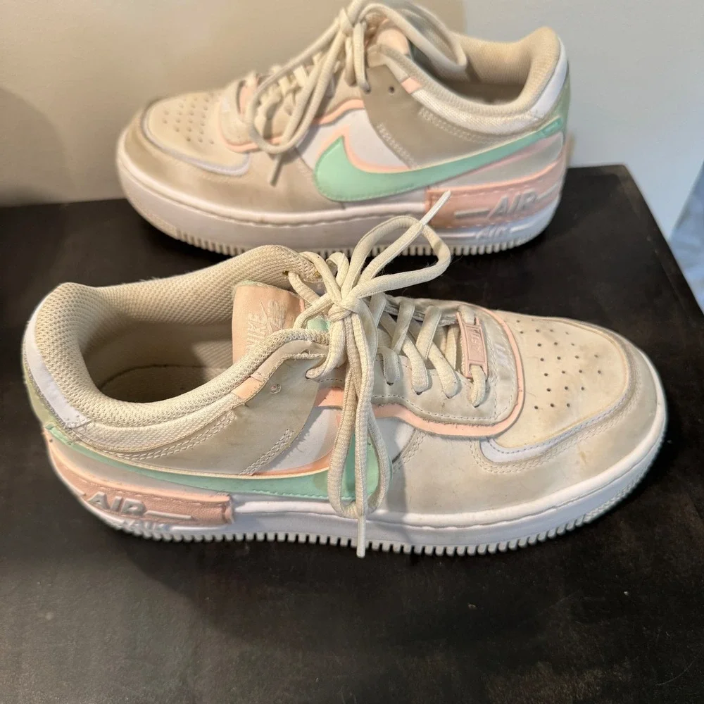 Nike Air Force 1 Shadow Low Top Womens Shoes White‎ Mint Pink Sz 7.5